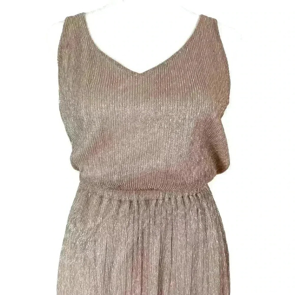 Show Me Your Mumu‎ Kendall Metallic Maxi Dress Shiny Mauve Low Back Size XS - Picture 3 of 11